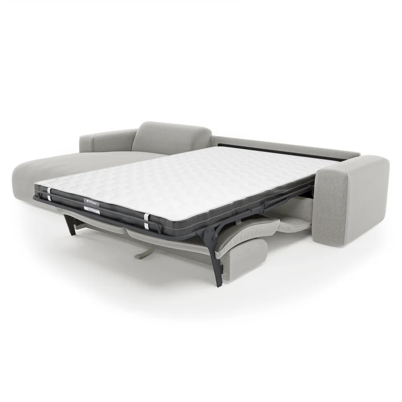Canapé angle gauche convertible express matelas Dunlopillo 140cm MYRA Tissu tramé