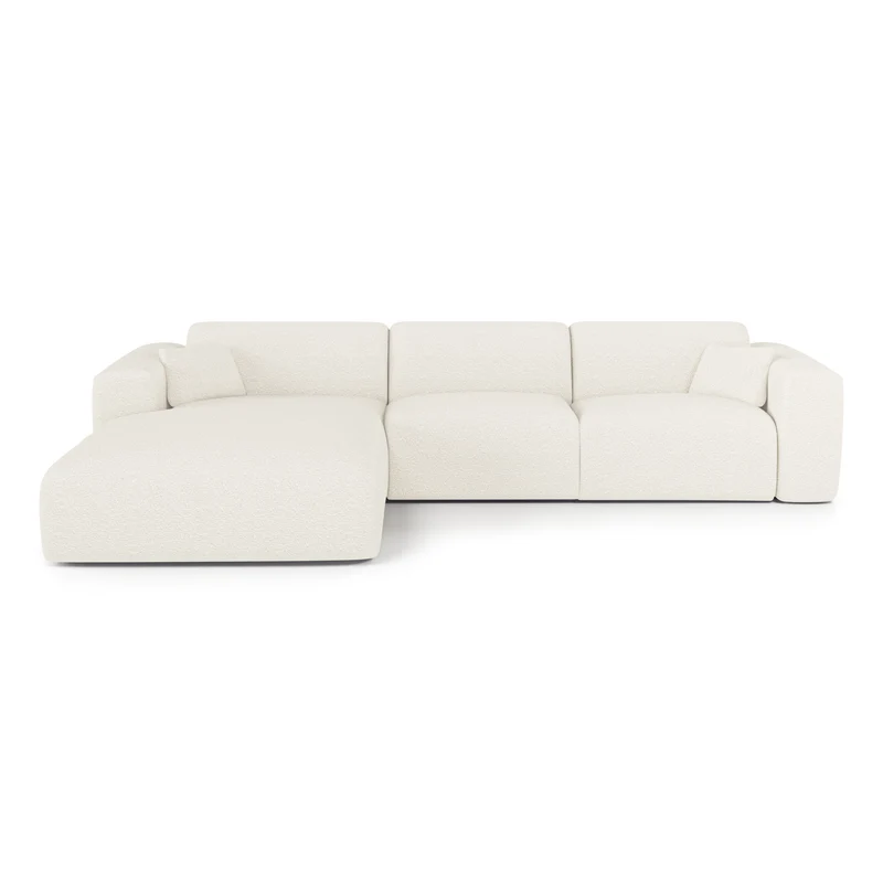 Canapé angle gauche convertible express matelas Dunlopillo 140cm MYRA Tissu bouclette