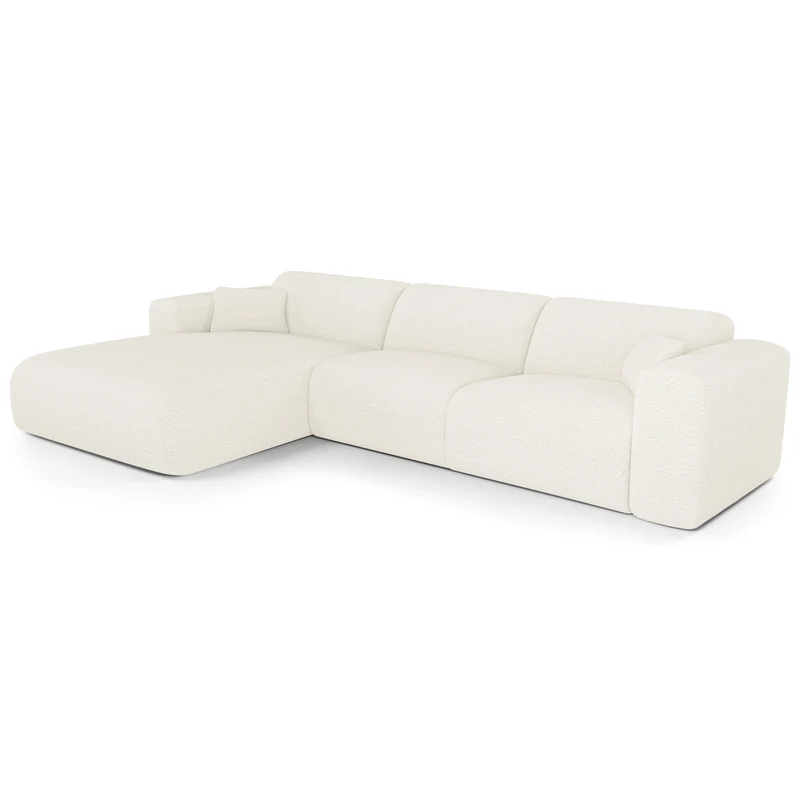 Canapé angle gauche convertible express matelas Dunlopillo 140cm MYRA Tissu bouclette