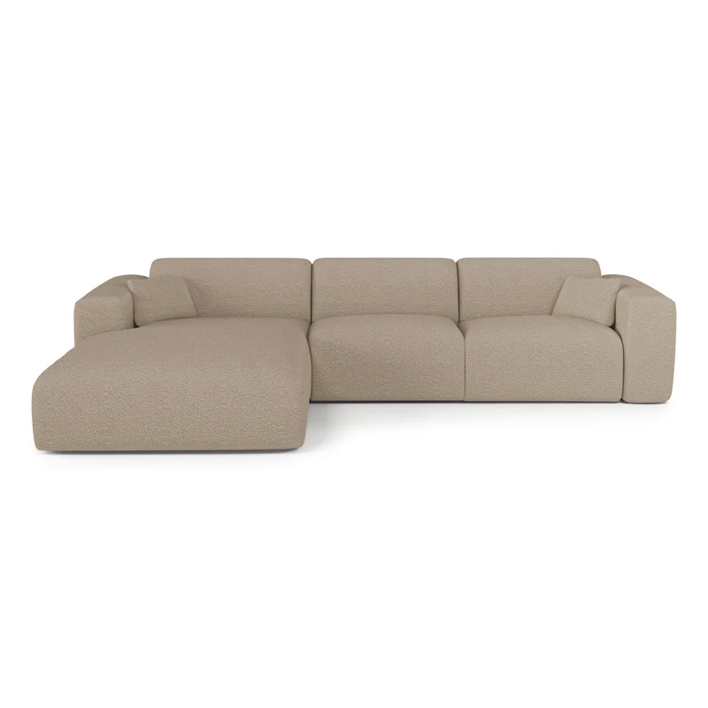 Canapé angle gauche convertible express matelas Dunlopillo 140cm MYRA Tissu bouclette