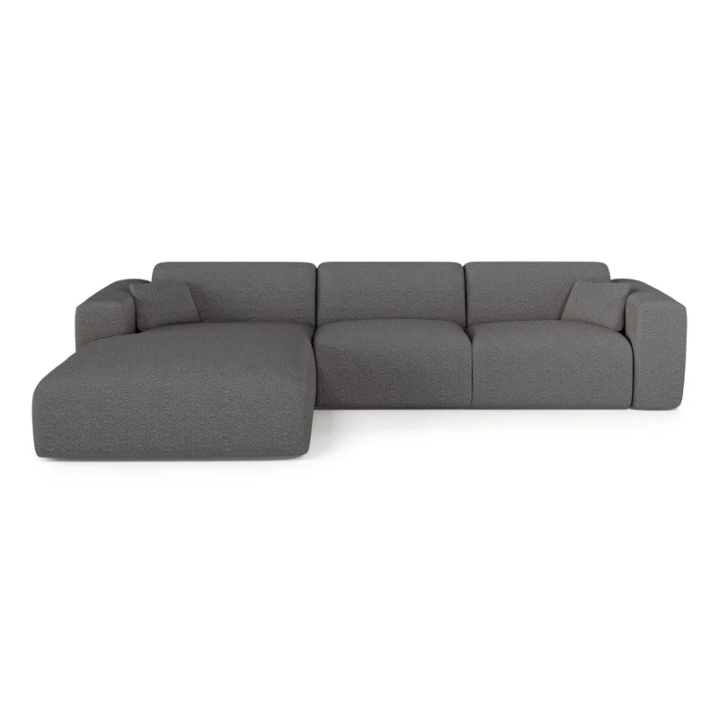 Canapé angle gauche convertible express matelas Dunlopillo 140cm MYRA Tissu bouclette