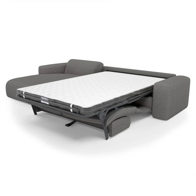 Canapé angle gauche convertible express matelas Dunlopillo 140cm MYRA Tissu bouclette