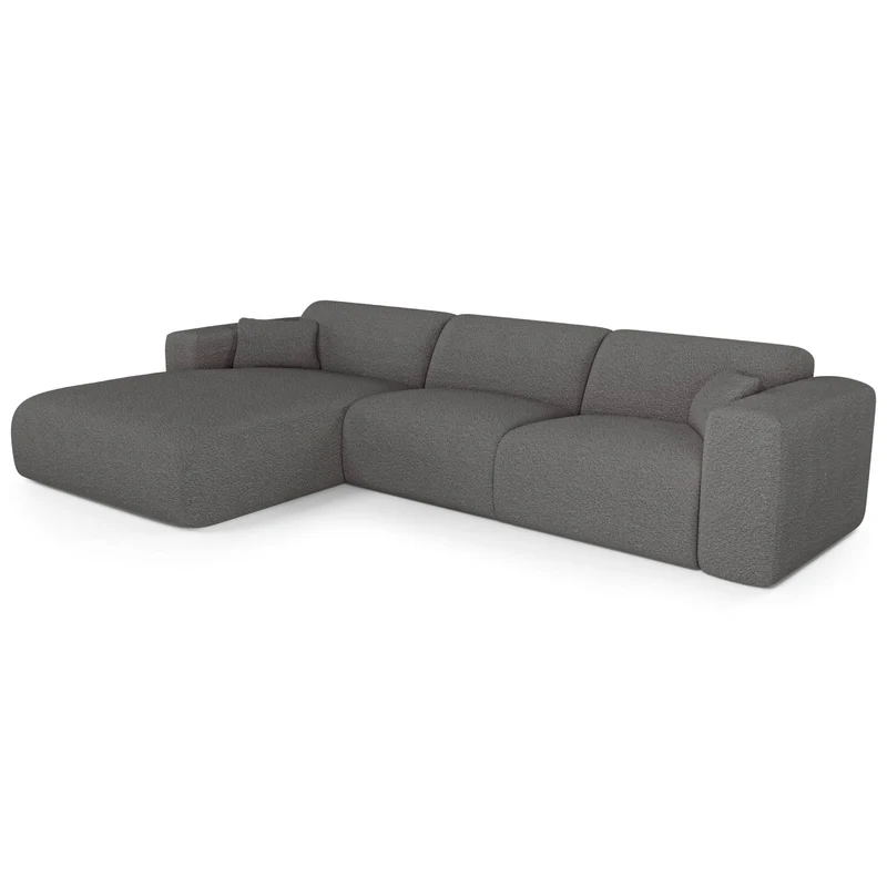 Canapé angle gauche convertible express matelas Dunlopillo 140cm MYRA Tissu bouclette