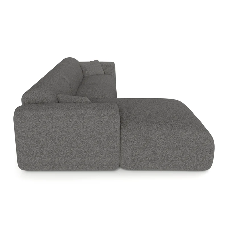 Canapé angle gauche convertible express matelas Dunlopillo 140cm MYRA Tissu bouclette