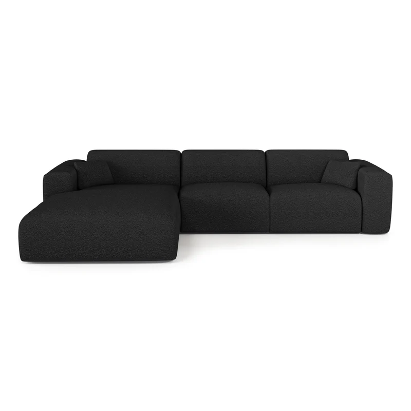 Canapé angle gauche convertible express matelas Dunlopillo 140cm MYRA Tissu bouclette