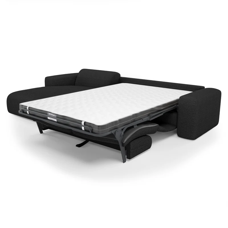 Canapé angle gauche convertible express matelas Dunlopillo 140cm MYRA Tissu bouclette