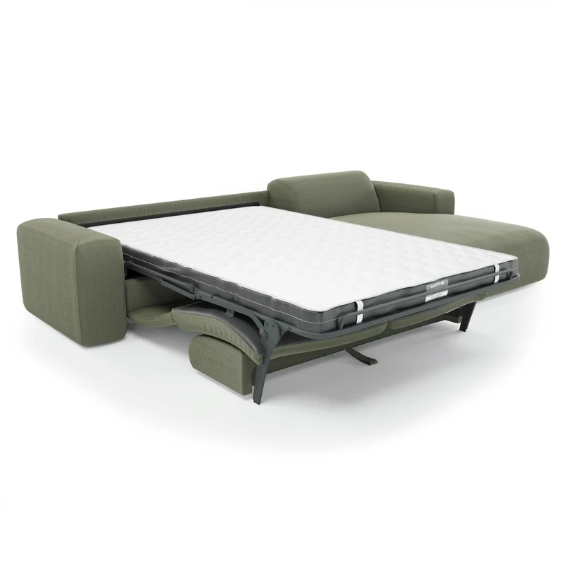 Canapé angle droit convertible express matelas Dunlopillo 140cm MYRA Tissu tramé