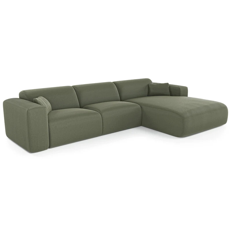 Canapé angle droit convertible express matelas Dunlopillo 140cm MYRA Tissu tramé