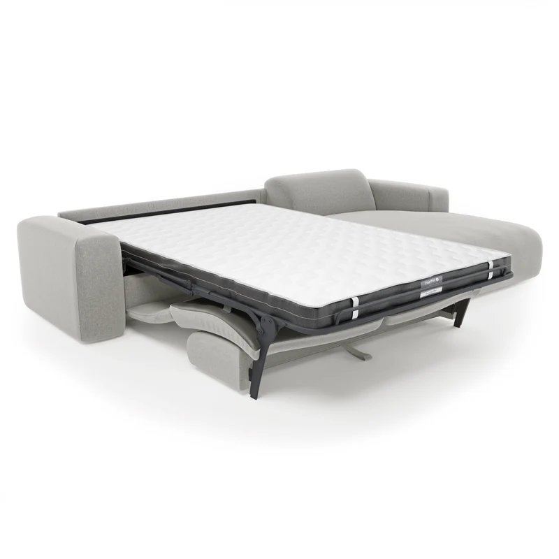 Canapé angle droit convertible express matelas Dunlopillo 140cm MYRA Tissu tramé