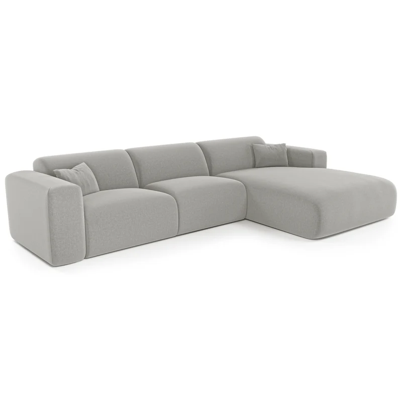 Canapé angle droit convertible express matelas Dunlopillo 140cm MYRA Tissu tramé