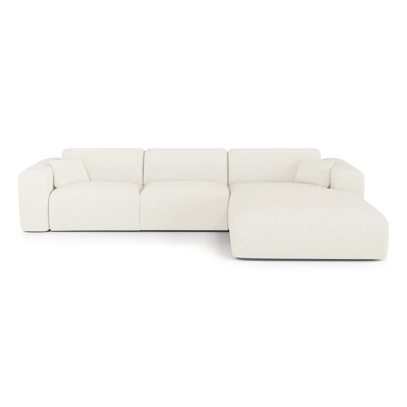 Canapé angle droit convertible express matelas Dunlopillo 140cm MYRA Tissu bouclette