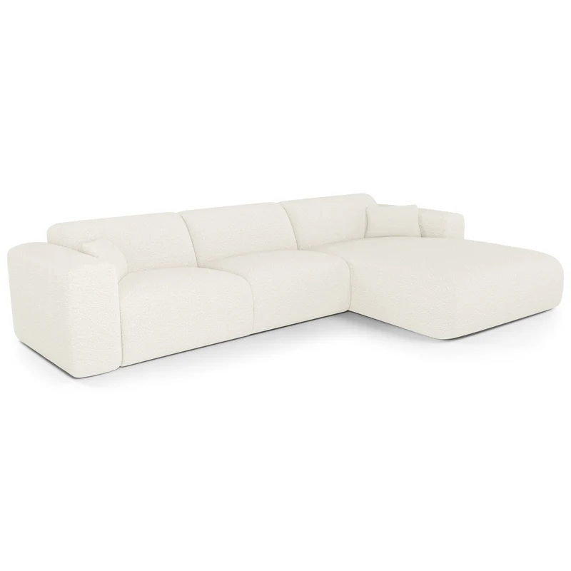 Canapé angle droit convertible express matelas Dunlopillo 140cm MYRA Tissu bouclette