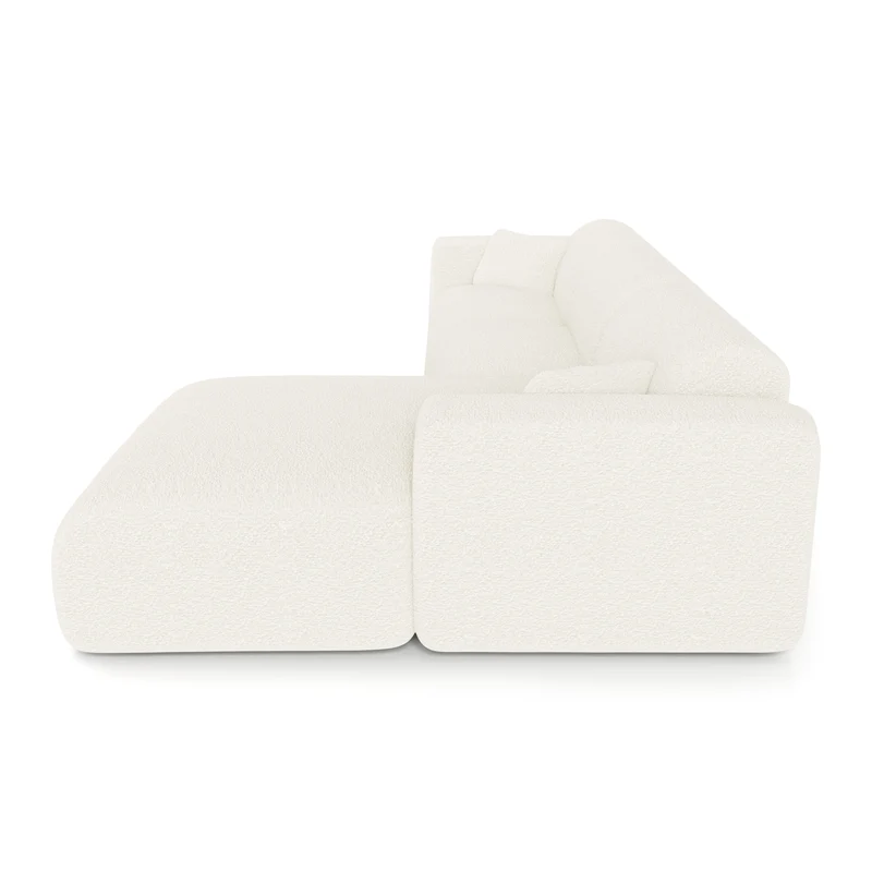 Canapé angle droit convertible express matelas Dunlopillo 140cm MYRA Tissu bouclette