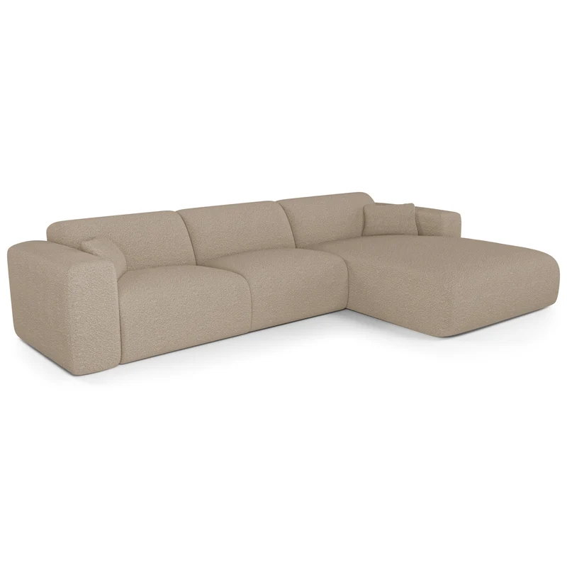 Canapé angle droit convertible express matelas Dunlopillo 140cm MYRA Tissu bouclette