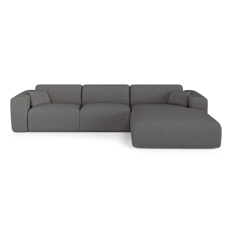 Canapé angle droit convertible express matelas Dunlopillo 140cm MYRA Tissu bouclette
