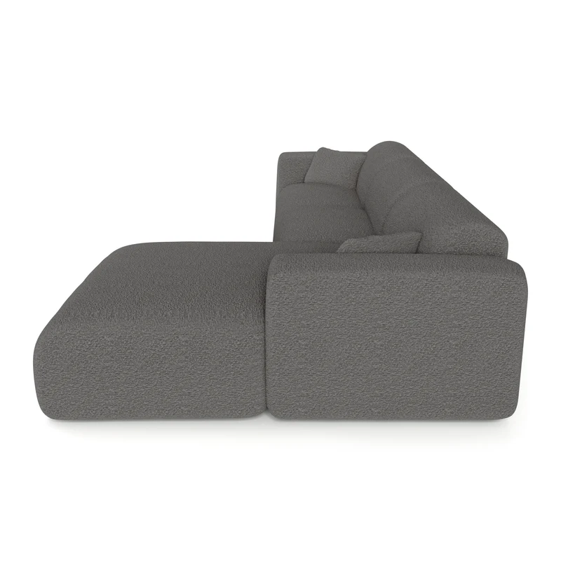 Canapé angle droit convertible express matelas Dunlopillo 140cm MYRA Tissu bouclette