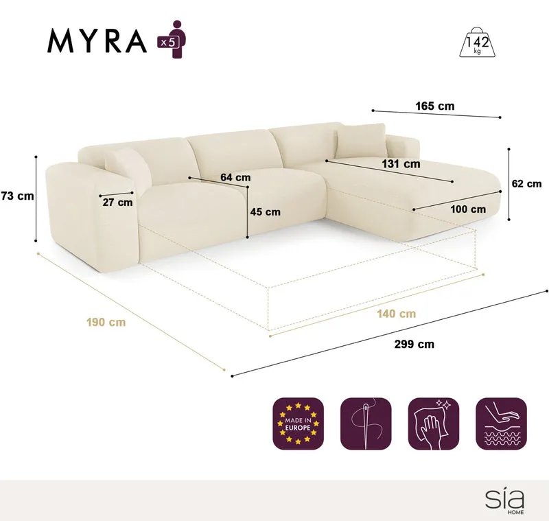 Canapé angle droit convertible express matelas Dunlopillo 140cm MYRA Tissu bouclette