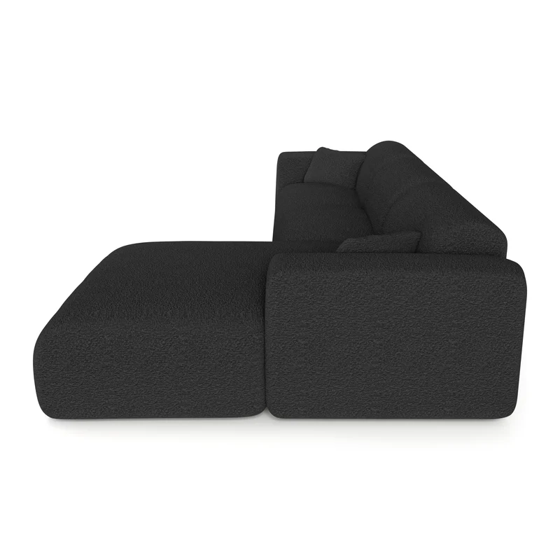 Canapé angle droit convertible express matelas Dunlopillo 140cm MYRA Tissu bouclette
