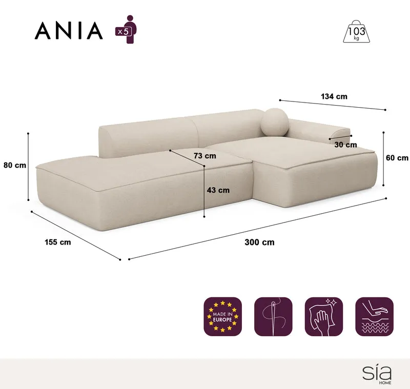 Canapé angle droit 300cm ANIA Velours Côtelé