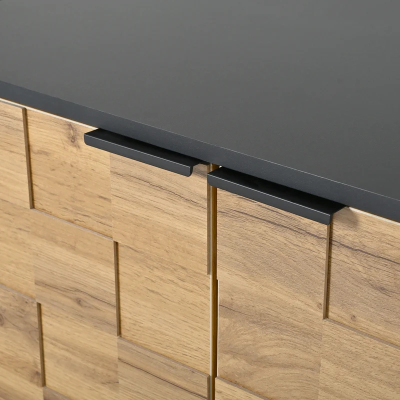 Meuble TV effet bois design damier 2 portes 1 tiroir 170cm ADJUSTSILKPRO