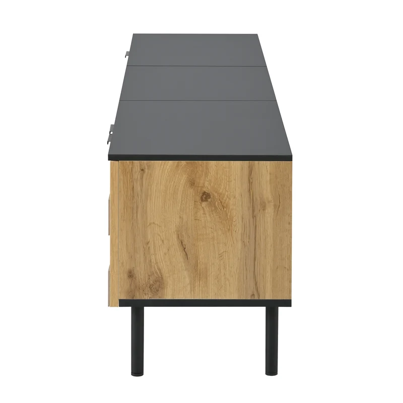Meuble TV effet bois design damier 2 portes 1 tiroir 170cm ADJUSTSILKPRO