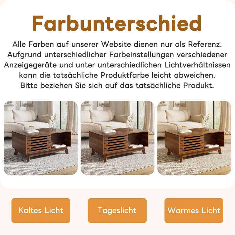 Table basse revelable réglable en hauteur effet noyer 90x55x57,5 cm ADJUSTCHEST