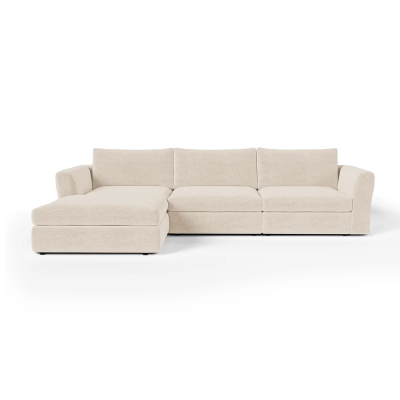 Canapé d'angle réversible 5-6 places NEST tissu tramé toucher doux beige