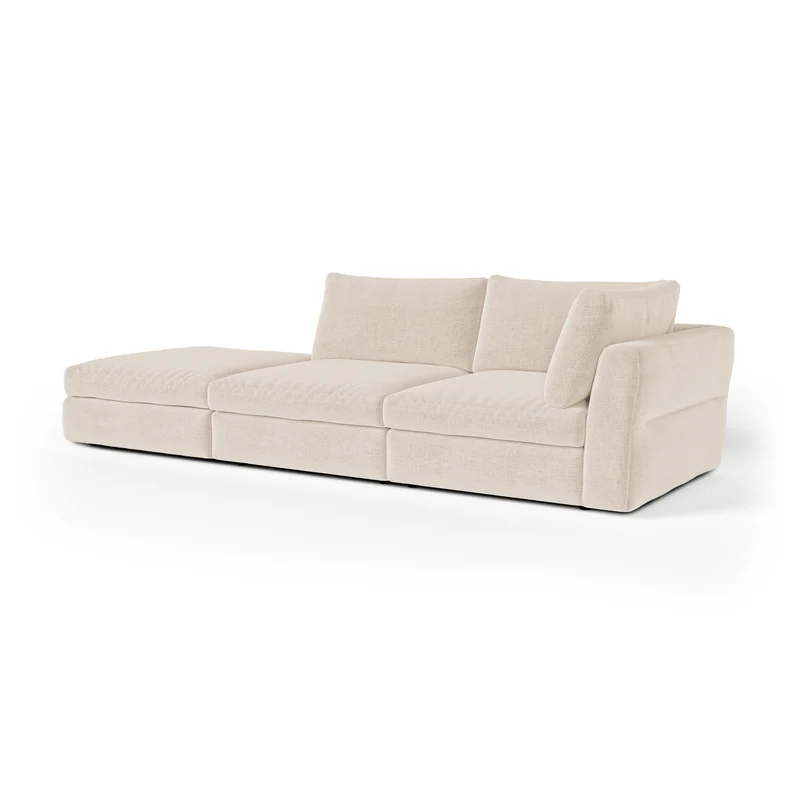 Canapé modulable 4-5 places droit NEST tissu tramé toucher doux beige