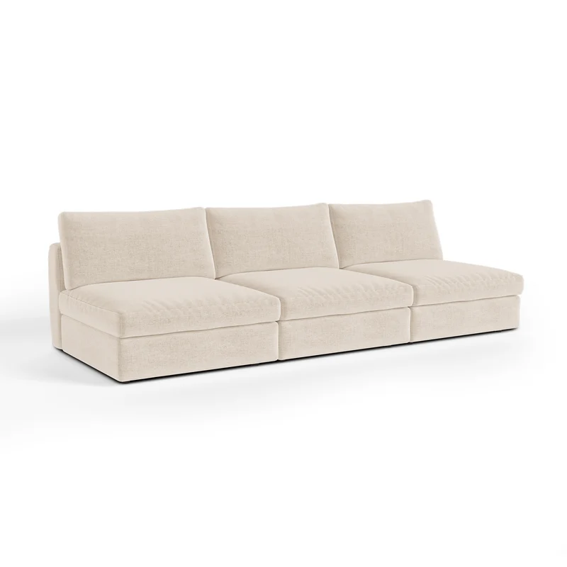 Canapé modulable 4-5 places NEST tissu tramé toucher doux beige