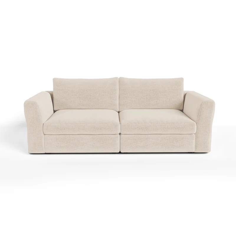 Canapé modulable 3 places NEST tissu tramé toucher doux beige