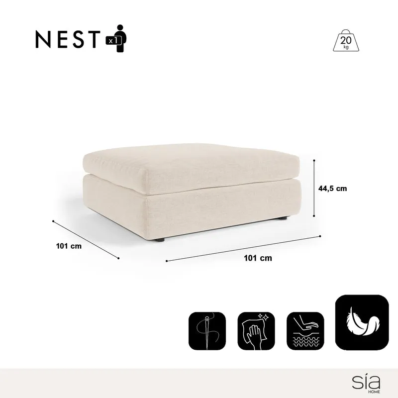 Pouf NEST tissu tramé toucher doux