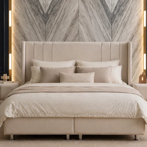 Lit coffre - Tissu velours blanc - Alma