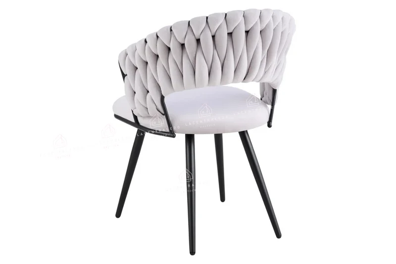 Chaise de salle à manger tressée – pieds métal noir – Lot de 2, 4 ou 6 – Carolina