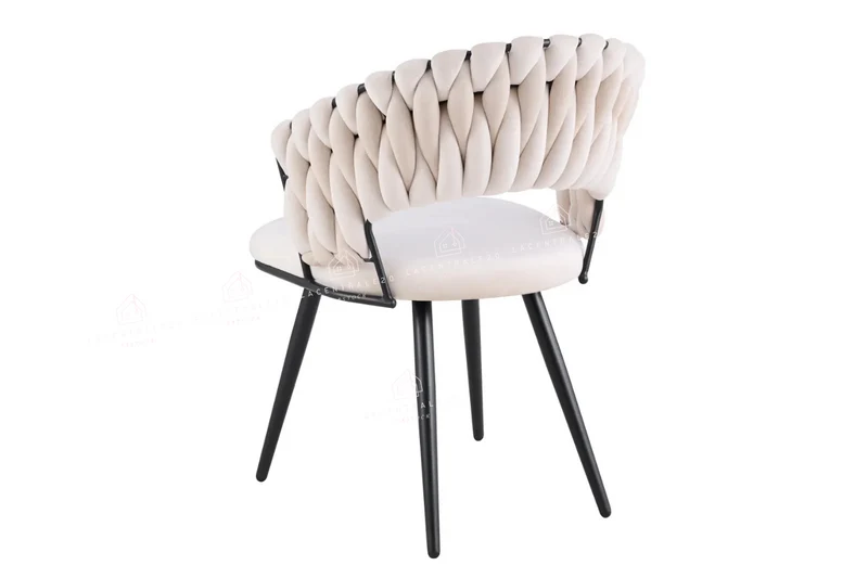 Chaise de salle à manger tressée – pieds métal noir – Lot de 2, 4 ou 6 – Carolina