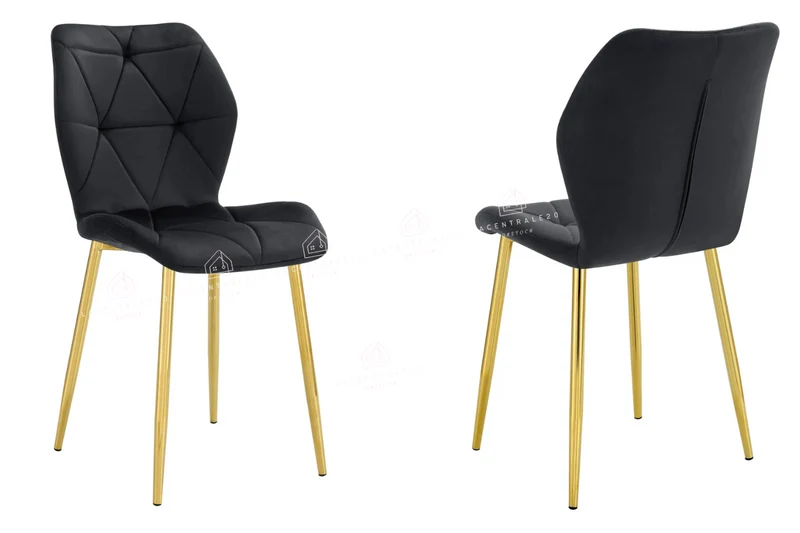 Chaise salle à manger – velours pied métal doré – Lot de 2 / 4 / 6 - Coquillage