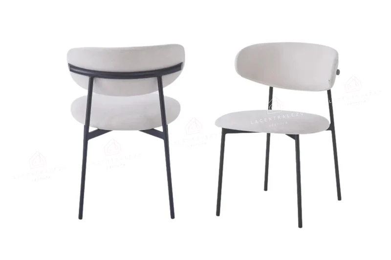 Chaise salle à manger – tissu serge ou côtelé - pieds métal noir – Lot de 2, 4 ou 6 – Lulu