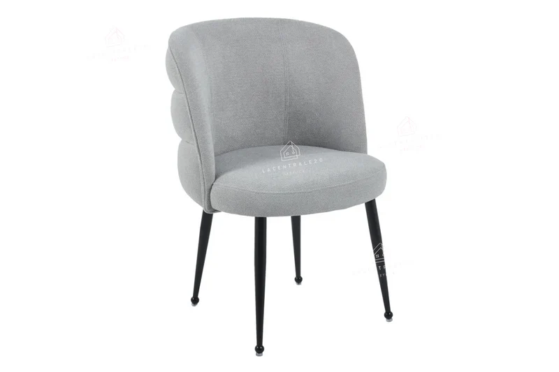 Chaise salle à manger – effet lin – pied métal (noir / chrome / or) – Lot de 2 / 4 / 6 – Sacha