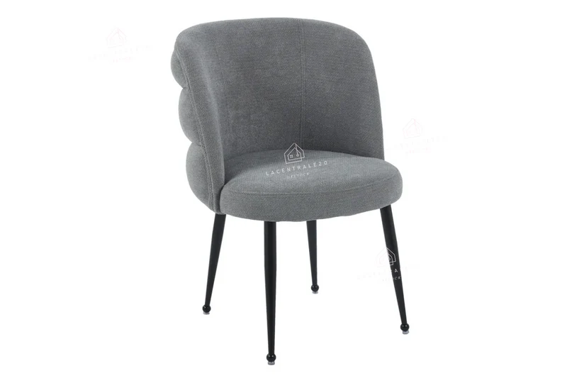 Chaise salle à manger – effet lin – pied métal (noir / chrome / or) – Lot de 2 / 4 / 6 – Sacha