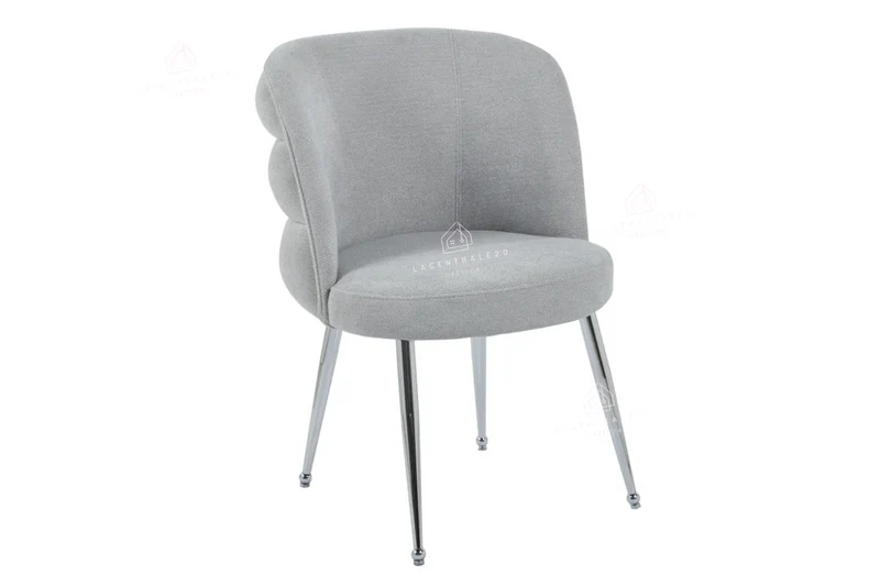 Chaise salle à manger – effet lin – pied métal (noir / chrome / or) – Lot de 2 / 4 / 6 – Sacha