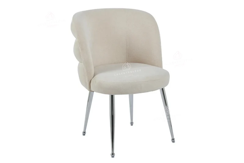 Chaise salle à manger – effet lin – pied métal (noir / chrome / or) – Lot de 2 / 4 / 6 – Sacha