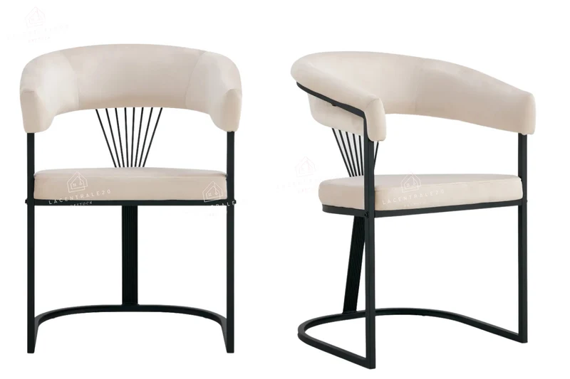 Chaise salle à manger - Tissu velours – Pied métal ( noir / chromé / or )- Lot de 2 / 4 /6 – Brittany