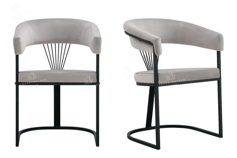 Chaise salle à manger - Tissu velours – Pied métal ( noir / chromé / or )- Lot de 2 / 4 /6 – Brittany