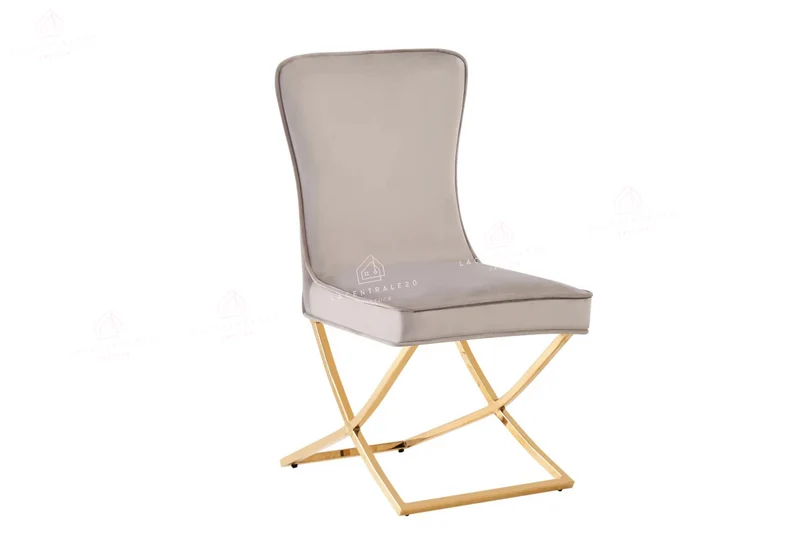 Chaise salle à manger - Tissu velours – Pied métal ( noir / chromé / or )- Lot de 2 / 4 /6 – Gabrielle