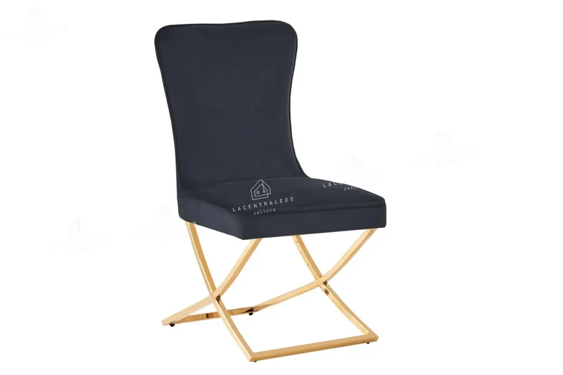Chaise salle à manger - Tissu velours – Pied métal ( noir / chromé / or )- Lot de 2 / 4 /6 – Gabrielle