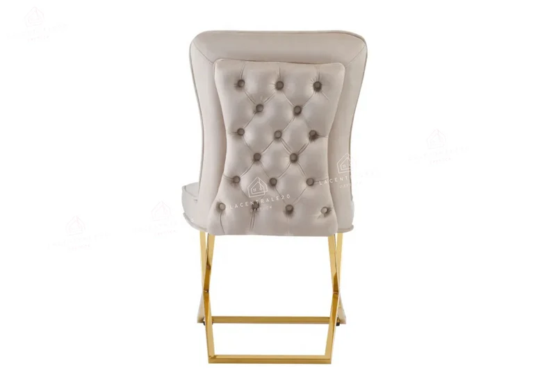 Chaise salle à manger - Tissu velours – Pied métal ( noir / chromé / or )- Lot de 2 / 4 /6 – Gabrielle
