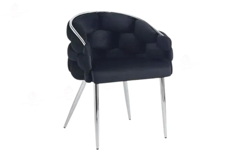 Chaise salle à manger – Design Ballon - Tissu doudou / velours – Pied métal noir / or - Lot de 2 / 4 /6 – Ballon