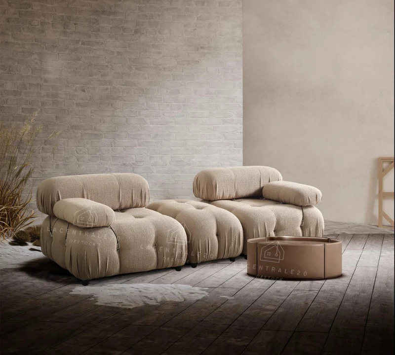 Canapé modulable - Tissu écru – Camel