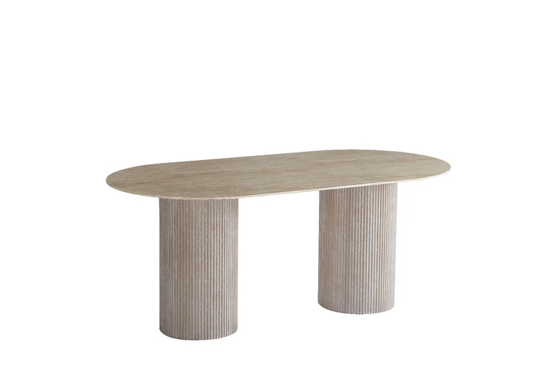 Table à manger - Effet Travertin - Ovale - Coco