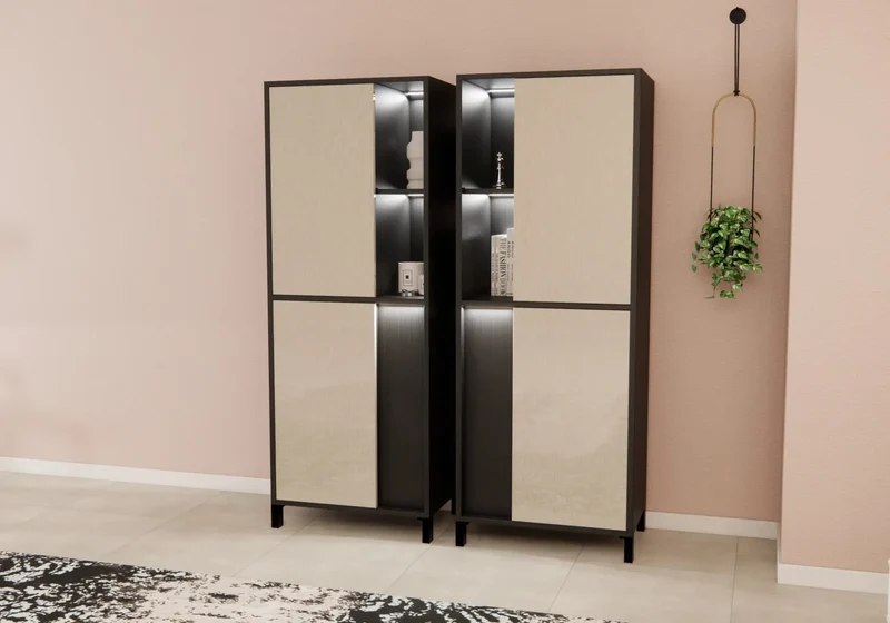 Mur tv high gloss champagne led VENUS