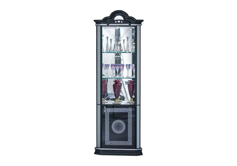 Ensemble meuble tv laquée noir argent ALİA